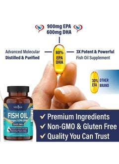 New Age Omega 3 Fish Oil 2500mg Supplement Immune & Helath Support – Promotes Joint, Eye & Skin Health - Non GMO - EPA, DHA Fatty Acids Gluten Free (180 Softgels (Pack of 2))  - Image 5