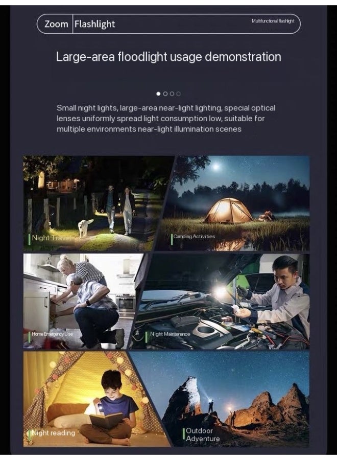 Philips Zoom Flashlight: COB Side Light, Type-C Charging, Stepless Dimming, Outdoor Emergency Light Black-SFL1123 - Image 4