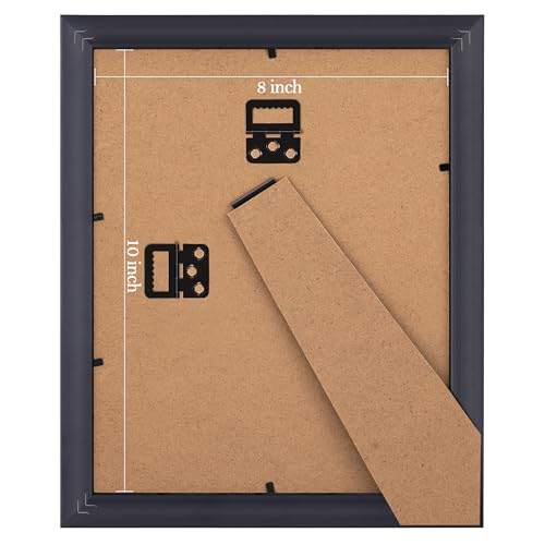 eletecpro 8x10 Picture Frames Set of 4, Vintage Photo Frame with Glass Cover, Black Frames 8 x 10 Display 5x7 Photo with Mat or 8x10 without Mat for Tabletop or Wall Decor, Black - Image 4
