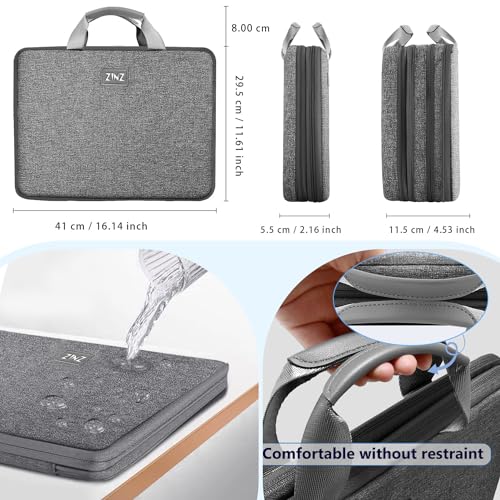 ZINZ Laptop Case 15 15.6 16 inch Sleeve, Expandable Computer Hand Bag with Multi-pockets Compatible with MacBook Pro 16 inch M4/M3/M2/M1, MacBook Air/Pro 15 inch and 15-16 inch Notebooks，G01DG01 - Image 2