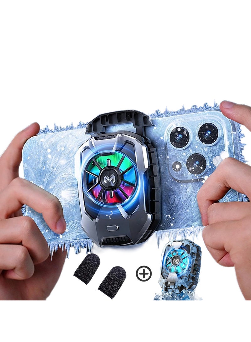 Phone Cooler Mobile Phone Radiator Temperature Display,Cooling Fan Phone, 68g Lightweight Magnetic Cell Phone Cooler| Multifunctional Radiator Fan Cell Phone| Radiator Cooling Fans Kit for Phone Accessories, Mobile Gamers and Anchors  - Image 1