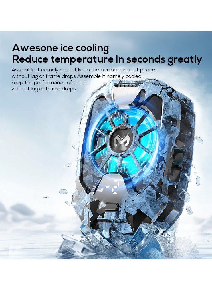 Phone Cooler Mobile Phone Radiator Temperature Display,Cooling Fan Phone, 68g Lightweight Magnetic Cell Phone Cooler| Multifunctional Radiator Fan Cell Phone| Radiator Cooling Fans Kit for Phone Accessories, Mobile Gamers and Anchors  - Image 2