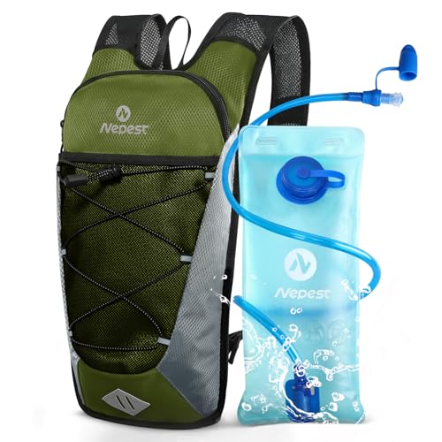 Nepest Hydration Backpack with 2L Water Bladder for Cycling Water Backpack for Hiking Running Lightweight Hydration Pack Green - Image 1