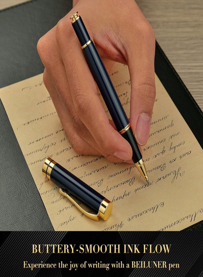 بيلونر أقلام حبر جاف من بيلونر، قلم معدني أزرق كروم مذهل بحواف ذهبية، أفضل طقم أقلام حبر جاف كهدية للرجال والنساء، مناسب للتخرج، وللمديرين التنفيذيين، وللمكاتب، علبة هدايا أنيقة مع عبوة حبر أسود إضافية 0.5 مم - Image 4