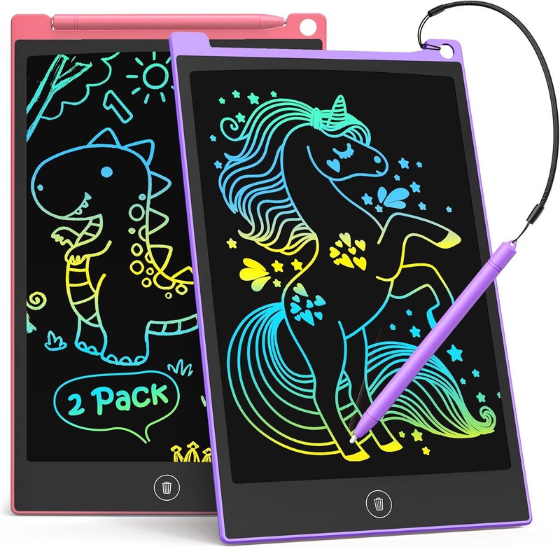 TECJOE 2 Pack LCD Writing Tablet, 8.5 Inch Colorful Doodle Board Drawing Tablet for Kids, Kids Travel Games Activity Learning Toys Birthday Gifts for 3 4 5 6 Year Old Boys and Girls Toddlers - Image 1