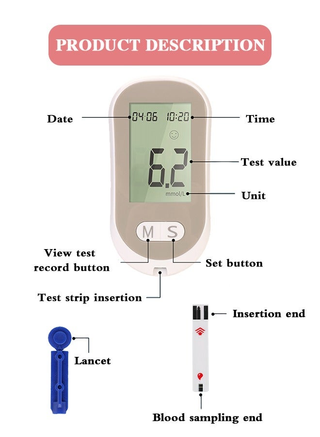 Blood Glucose Monitor Kit, 25 Glucometer Strips, 25 Lancets, 1 Lancing Device, 1 Blood Sugar Monitor - Image 2
