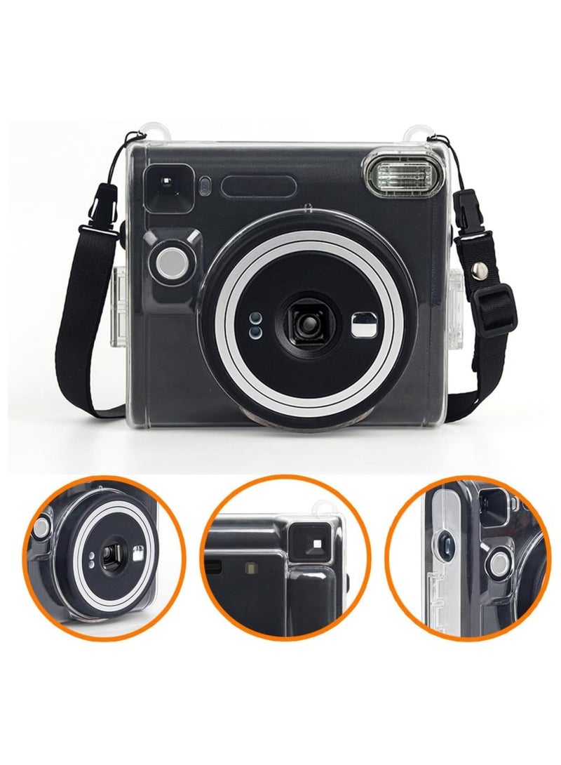 Protective Case Compatible with Fujifilm Instax SQUARE SQ40 Instant Film Camera/Crystal Hard Case PVC Protective Case Carrying Case w/ Adjustable Shoulder Strap - Image 2