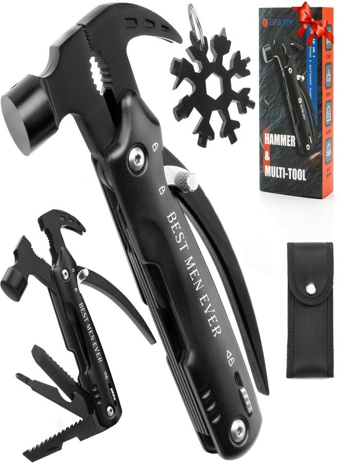 بيبوري هدايا بيبوري للرجال، مطرقة متعددة الاستخدامات 12 في 1 مع ندفة ثلج 18 في 1، أدوات نجاة متعددة الاستخدامات، هدية للرجال، أداة متعددة الاستخدامات في الهواء الطلق، أدوات رائعة للزوج والصديق والبالغين - Image 1
