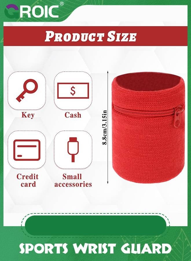 GROIC 6 Pcs Sports Wrist Wallets, Wrist Wallet with Zipper, Cotton Wristband Pocket Wrist Pouch, Key Holder for Gym Sports Running Walking Hiking Travel  - Image 3