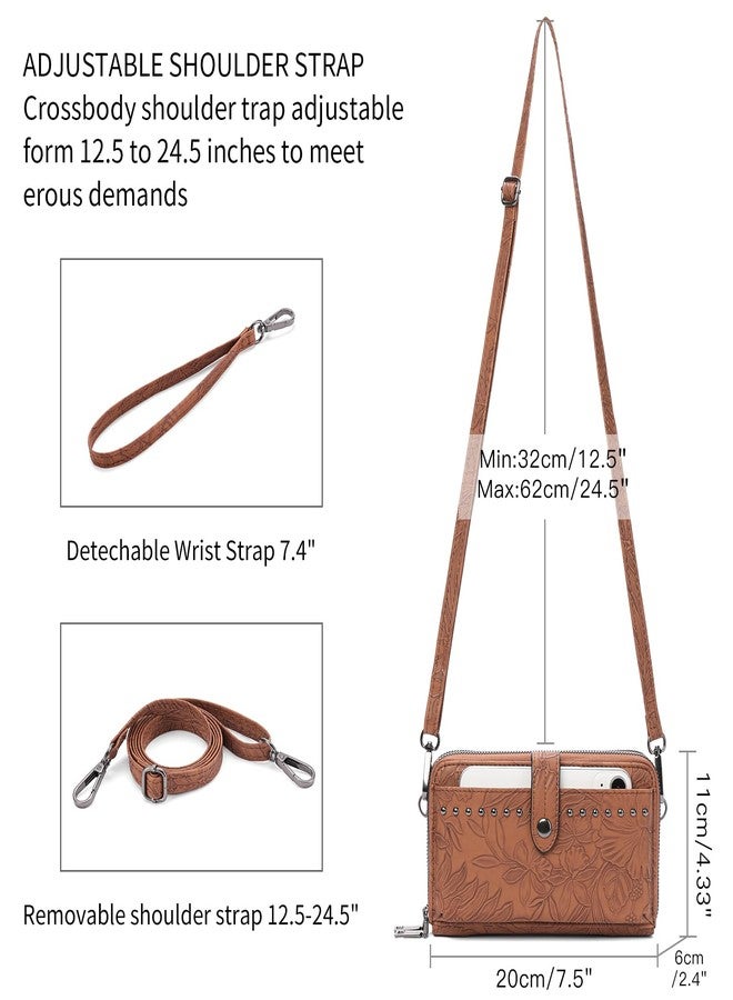 SENDEFN Wristlet Wallet Small Cell Phone Purse Crossbody Bags for Women Vegan Leather Clutch Purse with Double Zipper - Image 4