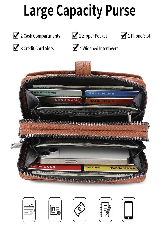 SENDEFN Wristlet Wallet Small Cell Phone Purse Crossbody Bags for Women Vegan Leather Clutch Purse with Double Zipper - Image 2