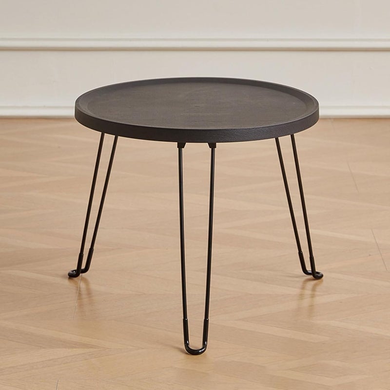 Foldable Side Table: Black Lightweight Wear-resistant Waterproof - Rounded Smooth Corner Space-saving Small Table for Bedroom Living Room Office Small Spaces - Image 1