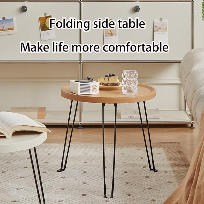 Foldable Side Table: Black Lightweight Wear-resistant Waterproof - Rounded Smooth Corner Space-saving Small Table for Bedroom Living Room Office Small Spaces - Image 3