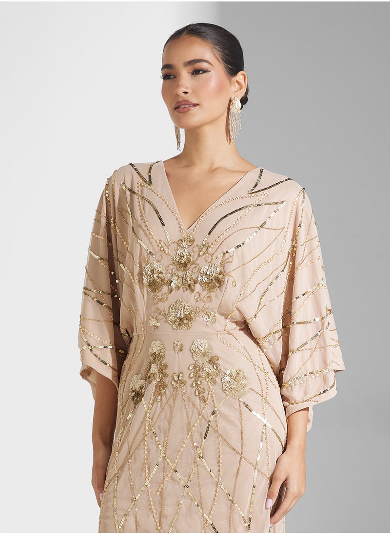 Amelia Rose - V-Neck Sequin Maxi Dress - Image 1