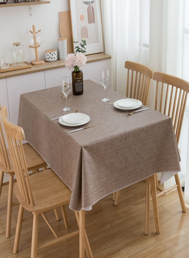 LIBERECOO Vinyl Tablecloth with Flannel Backing, Flaxen, Waterproof, Stain-Resistant, Easy-Clean Table Cover for Dining, Kitchen, and Outdoor Use, 60" x 120" Rectangle - Image 5