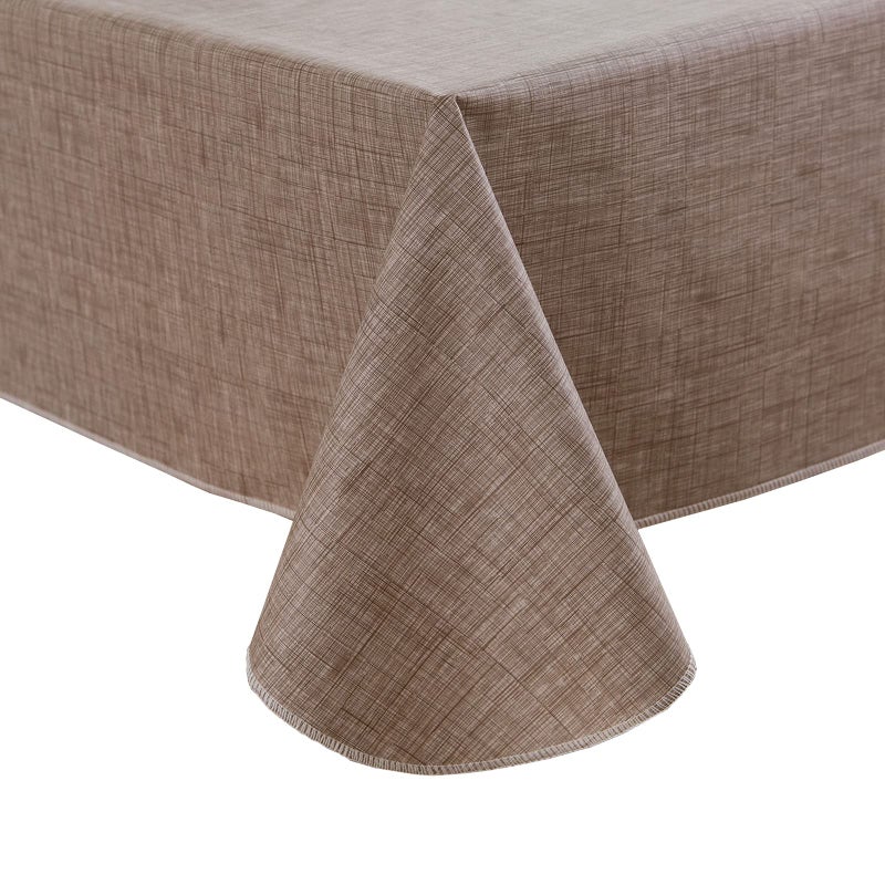 LIBERECOO Vinyl Tablecloth with Flannel Backing, Flaxen, Waterproof, Stain-Resistant, Easy-Clean Table Cover for Dining, Kitchen, and Outdoor Use, 60" x 120" Rectangle - Image 1