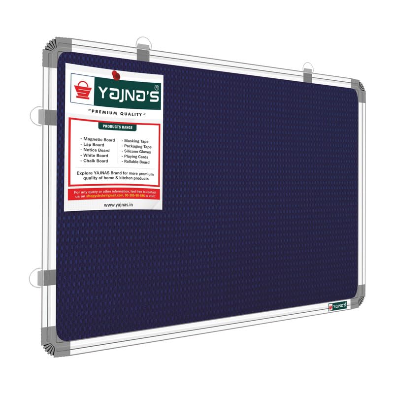YAJNAS 2x2 Feet Premium Material Notice Pin-up Board/Pin-up Board/Soft Board/Bulletin Board/Pin-up Display Board for Office, School and Home, (Blue, Pack of 1) (2 x 2 Feet, Blue (Pack of 1)) - Image 1