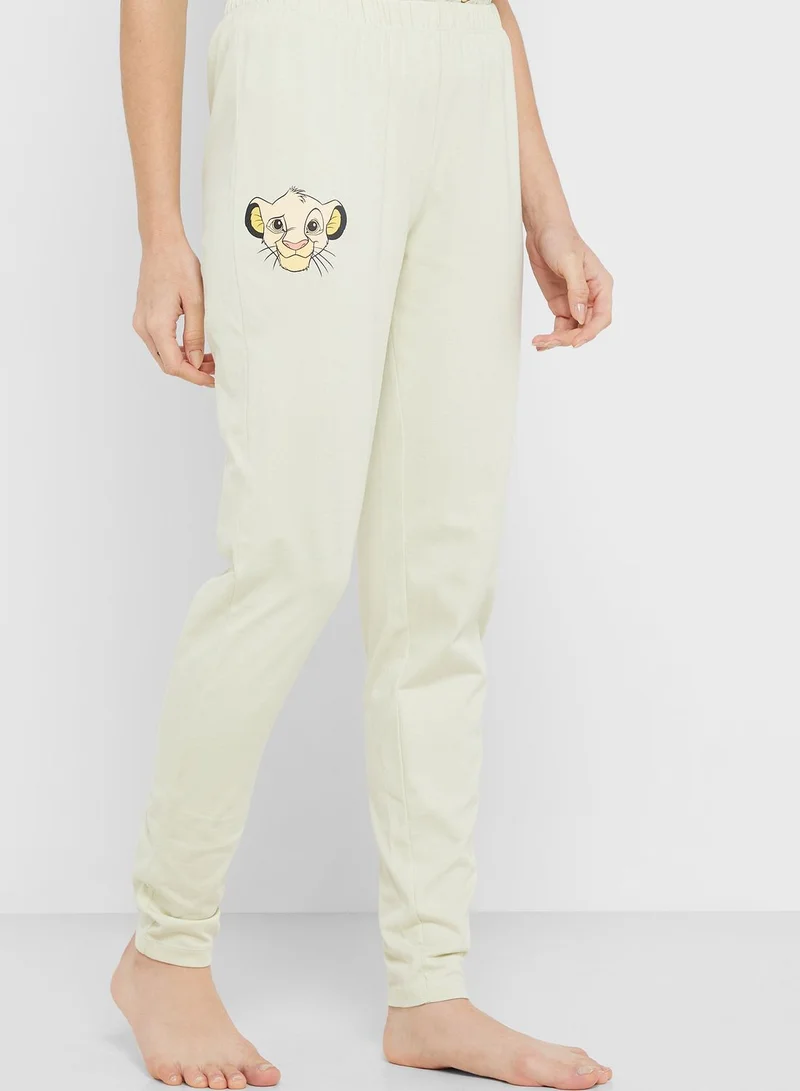 Disney Crew Neck Graphic T-Shirt & Pyjama Set