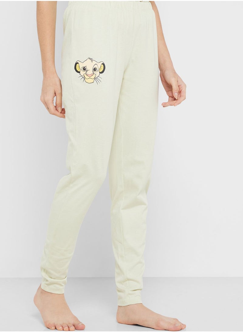 Disney - Crew Neck Graphic T-Shirt & Pyjama Set - Image 1