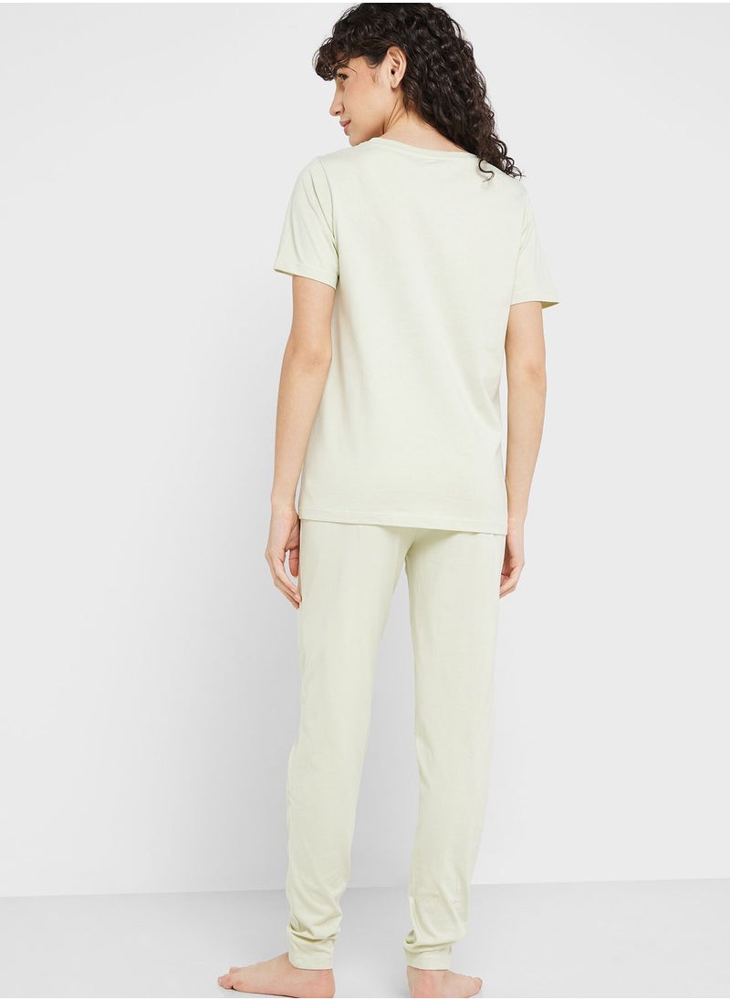 Disney - Crew Neck Graphic T-Shirt & Pyjama Set - Image 1