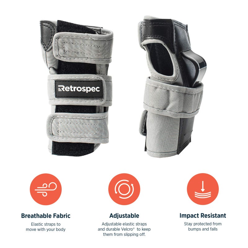 Retrospec Adult/Youth/Child Knee Pads Elbow Pads and Wrist Guards Protective Gear for Skateboarding Roller Skate BMX and Scooter Multi Sport Pad Set, Gray, Youth (10-14 Years) - Image 2