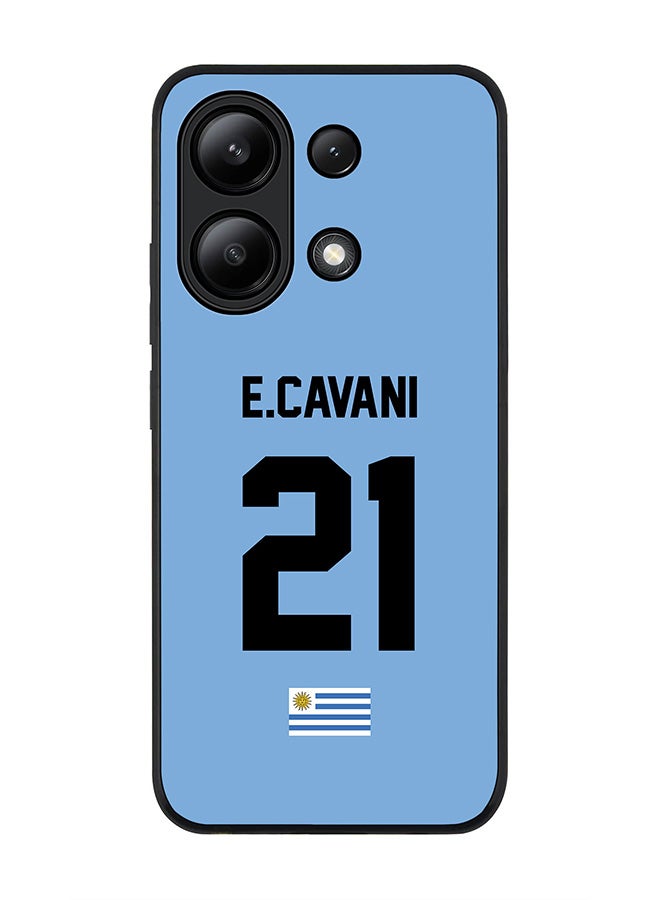 Stylizedd Rugged Black edge case for Xiaomi Redmi Note 13 4G, Slim fit Flexible TPU Gel Thin Cover -  Football Team - Uruguay , Player Name - E.Cavani - Image 1