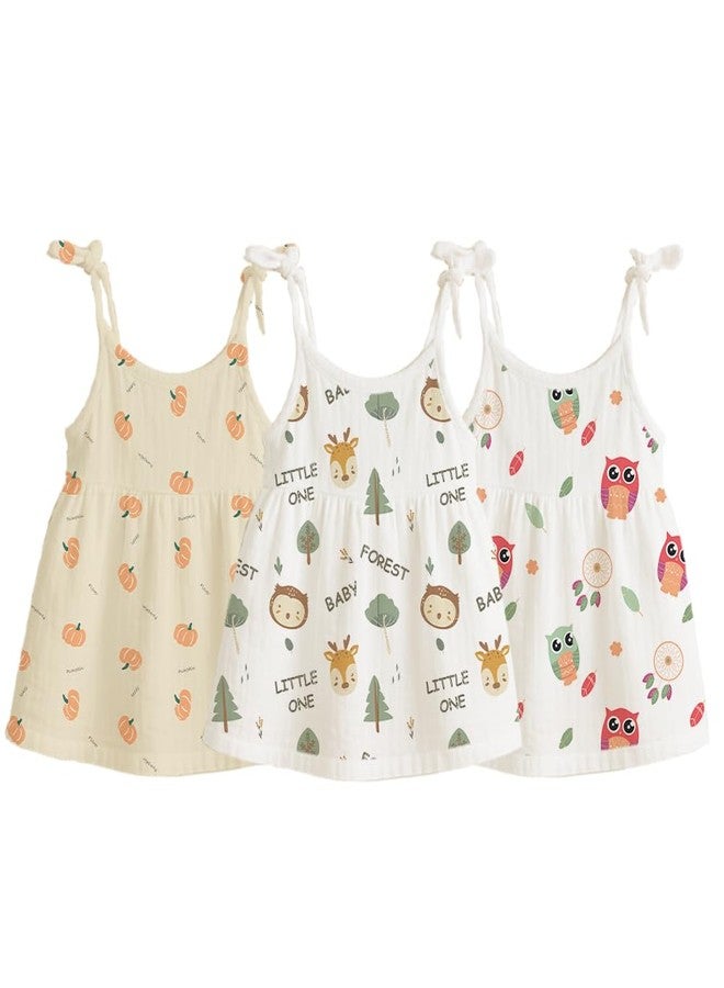 Mookoo Muslin Frock Knot Baby Girl Dress | Frock for New Born Girl | Soft Cotton Frock | New Born Baby Clothes|PO3|0-3(Froest,Pumpkin, Owl) - Image 1