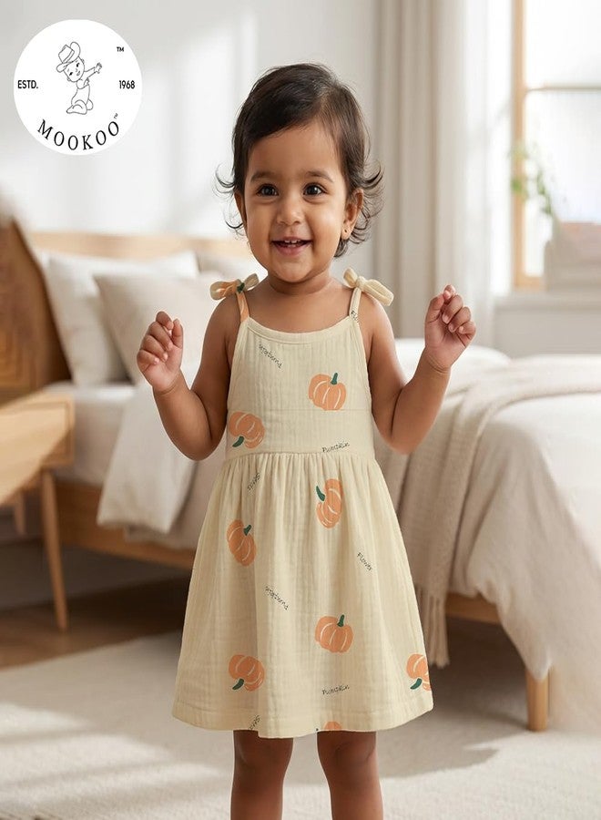Mookoo Muslin Frock Knot Baby Girl Dress | Frock for New Born Girl | Soft Cotton Frock | New Born Baby Clothes|PO3|0-3(Froest,Pumpkin, Owl) - Image 4
