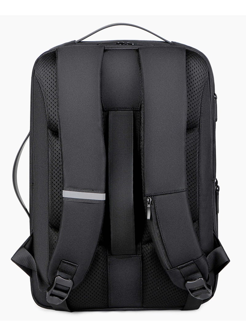 هايك Hike Durable Laptop Backpack Expandable Water-Resistant Shoulder Daypack with Built in USB port for Travel/Business/College/ School, HKV1- Black - Image 4