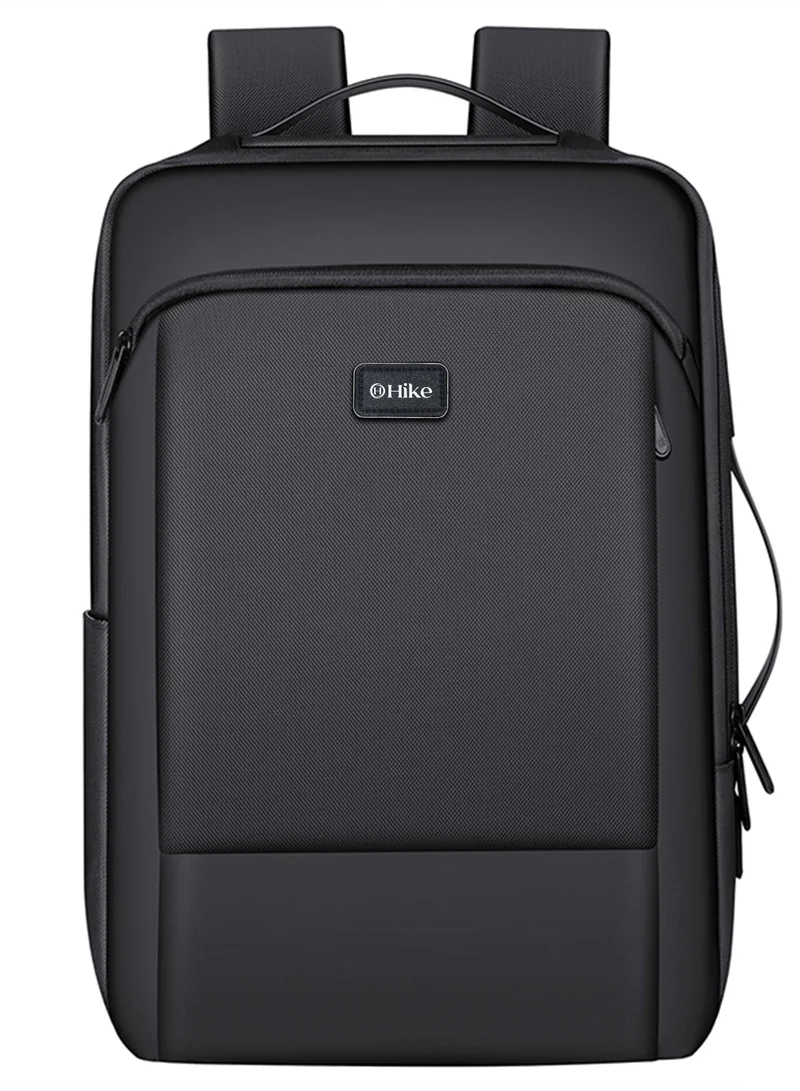 هايك Hike Durable Laptop Backpack Expandable Water-Resistant Shoulder Daypack with Built in USB port for Travel/Business/College/ School, HKV1- Black