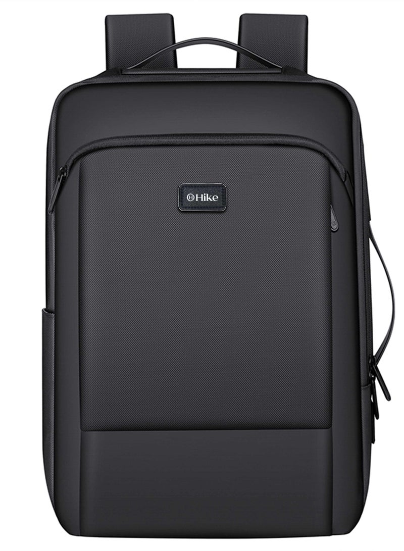 هايك Hike Durable Laptop Backpack Expandable Water-Resistant Shoulder Daypack with Built in USB port for Travel/Business/College/ School, HKV1- Black - Image 2