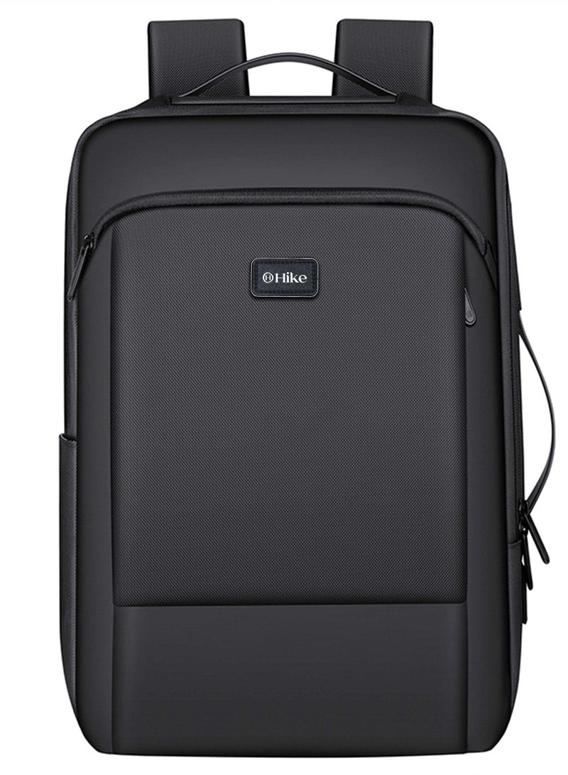 HIKE Durable Laptop Backpack Expandable Water Resistant Shoulder Daypack with Built in USB port for Travel/Business/College/ School, HKV1, Black - Image 3