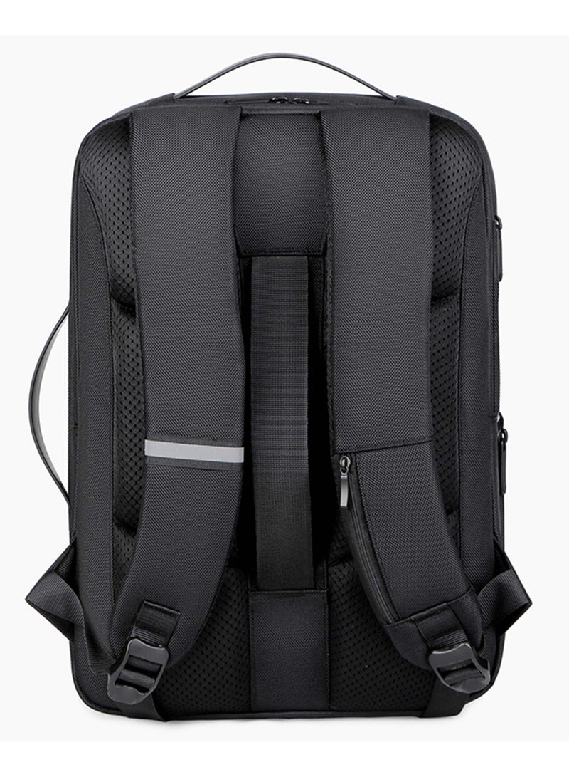 HIKE Durable Laptop Backpack Expandable Water Resistant Shoulder Daypack with Built in USB port for Travel/Business/College/ School, HKV1, Black - Image 5