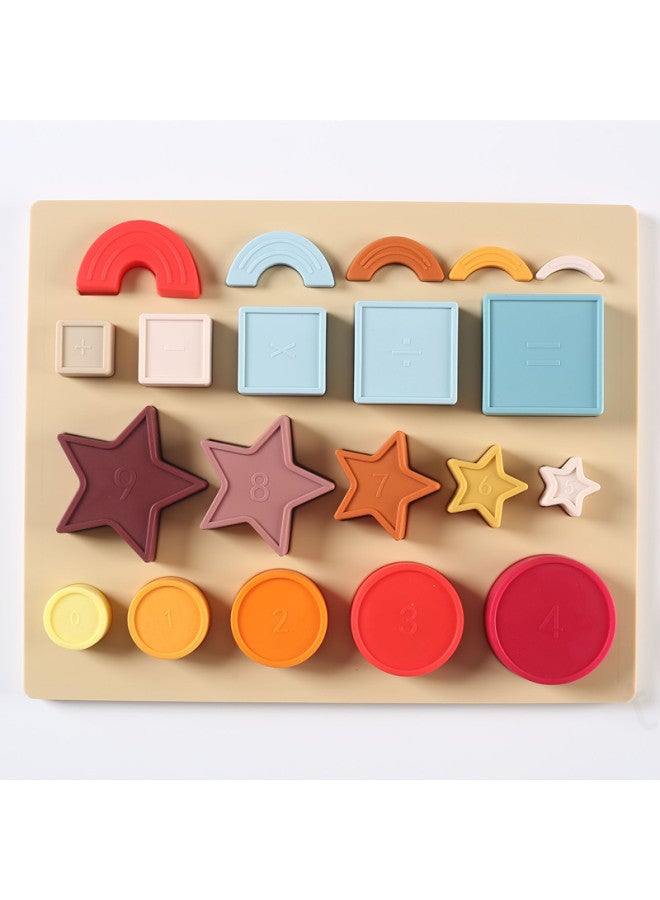 Beauenty Jigsaw Puzzles Silicone Children's Early Childhood Education Baby Can Bite Cognitive Silicone Jigsaw Puzzles Silicone Toys-Color:Shape Cognitive Silicone Plate (blue Gray Brown White)  - Image 3