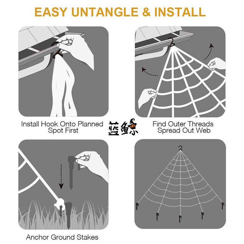 general Blue Whale Black Spider Web Halloween Decoration Props for Haunted House - Image 5