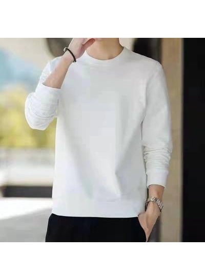 Generic Mens Plaid Crew Neck Sweater Autumn Winter Thin white sweater 