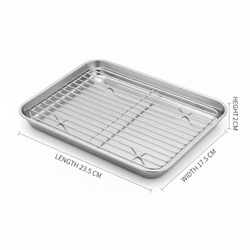 Snevad Stainless Steel Baking Tray Large Oven Pan with Cooling Rack Heavy Duty Non Toxic Rust Resistant Dishwasher Safe Perfect for Baking Cakes Pastries Muffins Snacks Roasting Grilling and Serving - Image 2