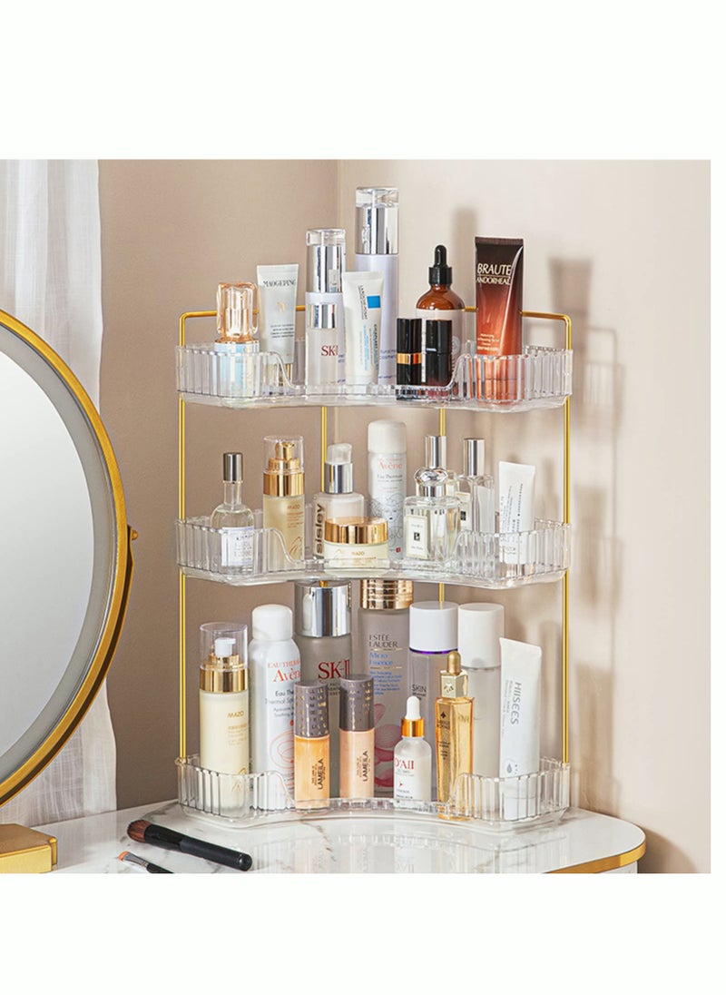 MIXDE 3-Tier Corner Bathroom Counter Organizer Countertop Perfume Tray and Vanity Organizer Makeup Cosmetic Storage Corner Storage Organizers for Bathroom Kitchen Dresser  - Image 1