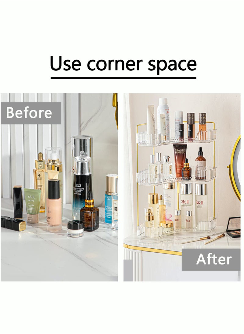 MIXDE 3-Tier Corner Bathroom Counter Organizer Countertop Perfume Tray and Vanity Organizer Makeup Cosmetic Storage Corner Storage Organizers for Bathroom Kitchen Dresser  - Image 4