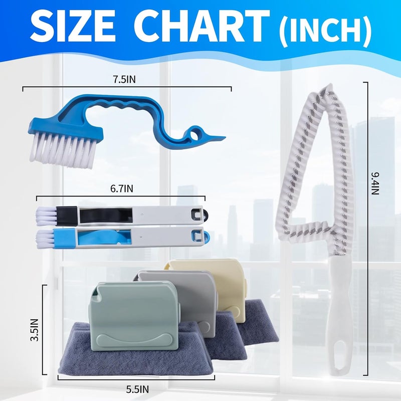 Mudocp Window Track Cleaner Tool Set 13 Pcs Magic Window Sill Cleaning Tools Kit with Groove Cleaning Brush for Door Tracks Tile Lines Shutter Car Vents - Image 3