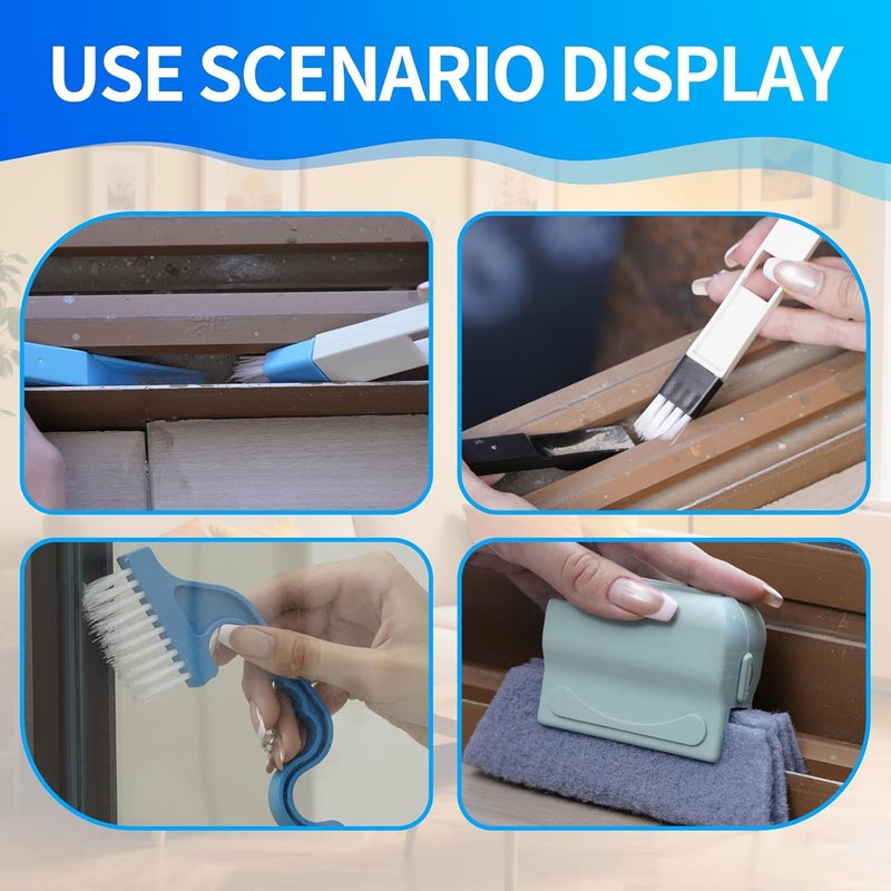 Mudocp Window Track Cleaner Tool Set 13 Pcs Magic Window Sill Cleaning Tools Kit with Groove Cleaning Brush for Door Tracks Tile Lines Shutter Car Vents - Image 4