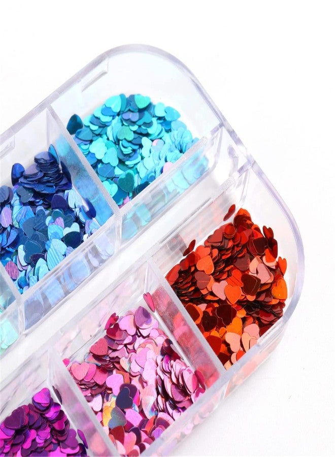 OFLILAK Nail Glitter Sequins 24 Colors Holographic Sparky Mixed Heart Shaped Nail Sequins for Acrylic Nail Art Glitter Nail Art Decoration Eye Face Body DIY Decoration Accessories - Image 4