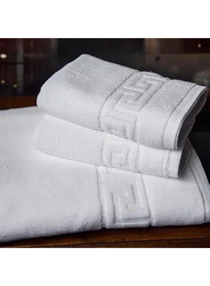 BYFT Magnolia (White) Luxury Towel set (Set of 1 Hand-50x100cm & 1 Bath Towel) 100% Cotton, Highly Absorbent and Quick dry, Hotel and Spa Quality Bath linen-500 Gsm - Image 1
