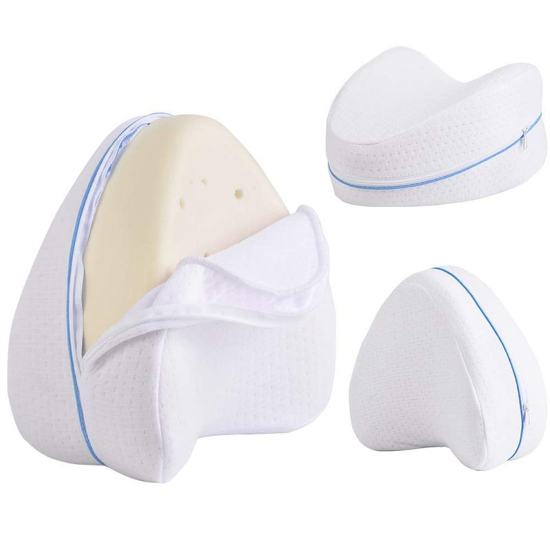 Pranshi Enterprise Memory Foam Knee Pillow Orthopedic Leg Pillow Designed for Side Sleepers,Leg,Pregnancy,Back, Hip Pain Relief-Comfortable Pillow (White)  - Image 1
