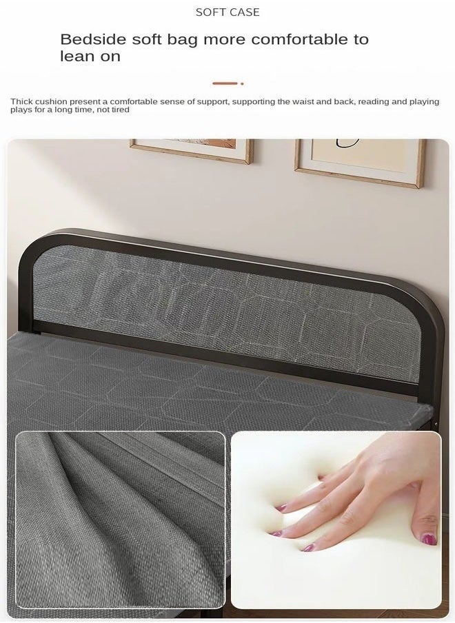 100*190cm Camping Cot with Thick Pad, Cots for Sleeping,Camping Bed Folding Cot Upholstered Headboard, Save Space and Open Easily, Perfect for Camping, Pool, Beach, Patio Max Load 250KG