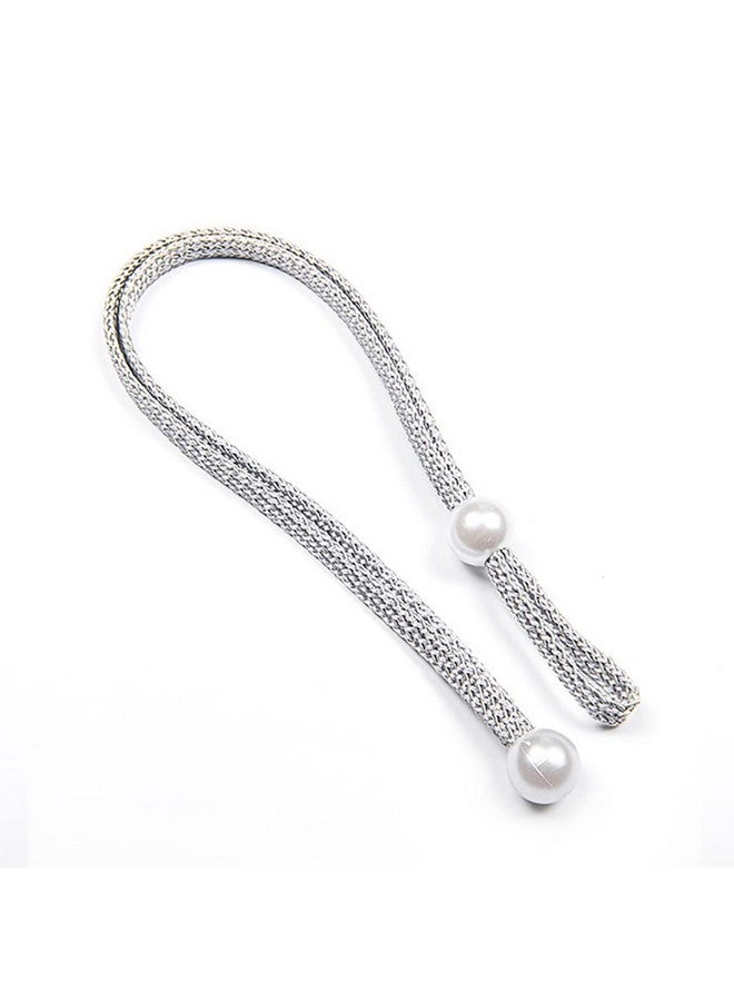 Fapiwen Curtain Tieback, 4pcs Curtain Holder, Polyester Curtain Holdbacks With Imitation Pearl, Convenient Tie Backs Decorative Curtains Tie Band For Window (2pairs, Gray) - Image 2