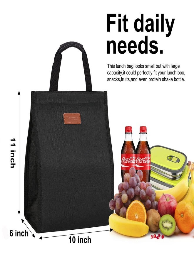 Femuar Lunch Bags for Women Insulated Reusable Lunch Tote with Internal Pocket, Adult Lunch Tote bag for Work (Black - Image 2