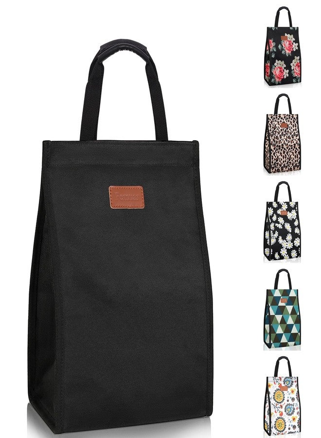 Femuar Lunch Bags for Women Insulated Reusable Lunch Tote with Internal Pocket, Adult Lunch Tote bag for Work (Black - Image 1