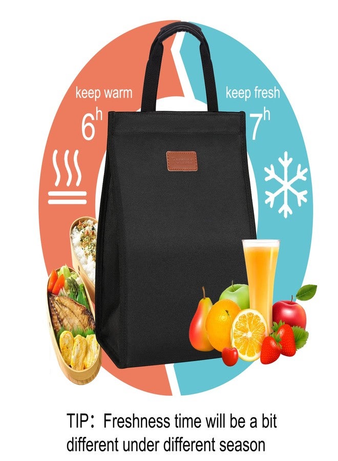 Femuar Lunch Bags for Women Insulated Reusable Lunch Tote with Internal Pocket, Adult Lunch Tote bag for Work (Black - Image 4
