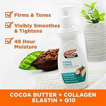 PALMER'S Palmers Cocoa Butter Formula Skin Firming Body Lotion Toning Tightening Cream with Q10 Collagen Elastin Pump Bottle 400ml Click Customise Now to Make Your Bulk Buy  - Image 3